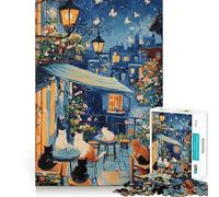 1000 Pieces Puzzles for Teenagers Cats on A Parisian Balcony Fine Cut Design Focus Game Gift Peace Time Play Xmas Leisure Gift (38x26cm)