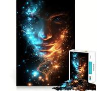 1000 Pieces Puzzles for Teenagers Celestial Face︰ Blue And Orange Sparkles Seamless Fit Art Mental Focus Game Rest Time Play Xmas Leisure Gift (38x52cm)