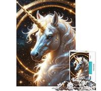 1000 Pieces Puzzles for Teenagers Celestial Unicorn Portrait Fun at Home Activities, Home Decoration Anti-Stress Toys for Age 14+ Game (50x75cm)