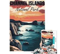 1000 Pieces Puzzles for Teenagers Channel Islands National Park Poster Challenging To Complete Difficult Challenge DIY Toys for And from 14 Years And over (38x52cm)