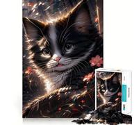 1000 Pieces Puzzles for Teenagers Cheerful Fluffy Cat Frolic Seamless Fit Art Mental Focus Game Rest Time Play Xmas Leisure Gift (50x75cm)