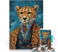 1000 Pieces Puzzles for teenagers Cheetah in Suit Anspruchsvolles Spiel und Familienspaß Geschenk zum Geburtstag75x50cm