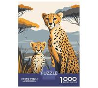 1000 Pieces Puzzles for Teenagers Cheetah Mother And Cub Puzzle for Adults DIY Toys Difficult Challenge Help The Brain Exercise 38x26cm/1000pcs