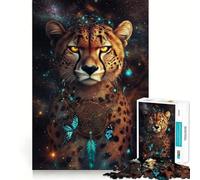 1000 Pieces Puzzles for Teenagers Cheetah Starlight Seamless Fit Art Mental Focus Game Rest Time Play Xmas Leisure Gift (38x26cm)
