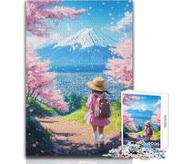 1000 Pieces Puzzles for Teenagers Cherry Blossom Fuji View Hand Speed Race Relaxing Games for And from 14 Years And over (size 38x26cm)
