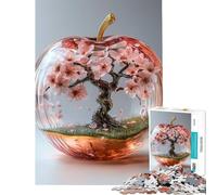 1000 Pieces Puzzles for Teenagers Cherry Blossom Tree in Glass Apple Practical Game Brain Intelligence Challenge Addictive Toys Great Gifts Presents for Women (Size 38x52cm)