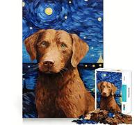 1000 Pieces Puzzles for Teenagers Chesapeake Bay Retriever Seamless Fit Art Mental Focus Game Rest Time Play Xmas Leisure Gift (38x26cm)