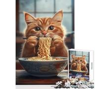 1000 Pieces Puzzles for Teenagers Chopstick Cat Feast Educational Game Difficult Challenge DIY Toys Unique Birthday And Gifts (38X26CM)