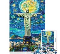 1000 Pieces Puzzles for Teenagers Christ The Redeemer Starscape Brain Teaser Game Improve Memory Toy Wall Decor Unique Birthday And Gifts (38X26cm)