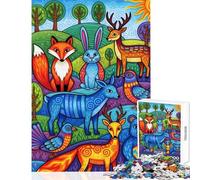 1000 Pieces Puzzles for Teenagers Colorful Forest Animals Illustration Educational Game Difficult Challenge DIY Toys Unique Birthday And Gifts (75X50CM)