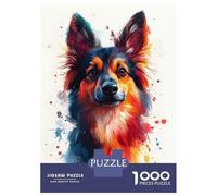 1000 Pieces Puzzles for Teenagers Colorful German Sheppard Portrait Jigsaws for Adults Relaxing Games Hand Speed Race Stress Reduction Gifts 38x26cm/1000pcs