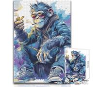 1000 Pieces Puzzles for Teenagers Cool Monkey Smoking with Sunglasses Hand Speed Race Relaxing Games for And from 14 Years And over (size 38x26cm)