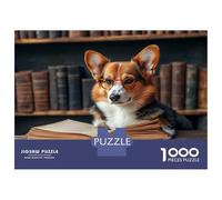 1000 Pieces Puzzles for Teenagers Corgi Dog Reading A Book Jigsaws for Adults Relaxing Games Home Decoration for Birthday, Chrismas 38x26cm/1000pcs