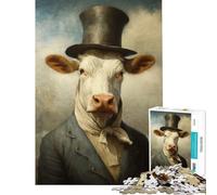 1000 Pieces Puzzles for Teenagers Cow Aristocrat Help The Brain Exercise Learning Educational Toy Wall Decor Suitable for People Aged 14 And Above (38X52CM)
