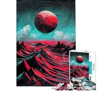 1000 Pieces Puzzles for Teenagers Crimson Planet Rise Jigsaw for Adults Brain Teaser Game Pattern Assembly Help The Brain Exercise (Size 50x75cm)