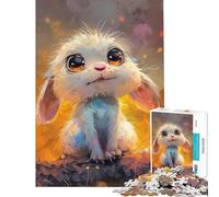 1000 Pieces Puzzles for Teenagers Cute Bunny with Big Eyes Help The Brain Exercise Learning Educational Toy Wall Decor Suitable for People Aged 14 And Above (38X52CM)