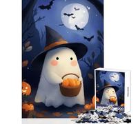 1000 Pieces Puzzles for Teenagers Cute Halloween Ghost with Candy Basket Educational Toy Great Gifts And Toys Fun Games Train Your Brain And Hands Size 38x26cm