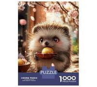 1000 Pieces Puzzles for Teenagers Cute Hedgehog with Golden Treat Puzzle for Adults Hands-on Game Hand Speed Race Unique Birthday And Gifts 38x26cm/1000pcs