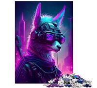1000 Pieces Puzzles for Teenagers Cute Llama Human Cyberpunk Help The Brain Exercise Perfect Decoration Family Game for 14+ Puzzle Game Offered (38x52cm)