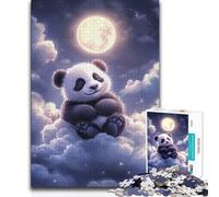 1000 Pieces Puzzles for Teenagers Cute Panda in Clouds Difficult Challenge DIY Toys Suitable for Ages 14 And Up (size 38x52cm)
