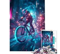 1000 Pieces Puzzles for Teenagers Cyclist in Neon City Help The Brain Exercise Learning Educational Toy Wall Decor Suitable for People Aged 14 And Above (38X26cm)