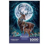 1000 Pieces Puzzles for Teenagers Deer Fawn Moonlit Forest Jigsaws for Adults Brain Teaser Game But Fun And Humorous Deal As Gifts for The Whole Family 38x26cm/1000pcs