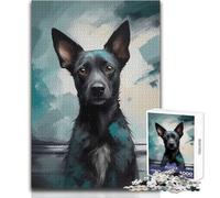 1000 Pieces Puzzles for Teenagers Defiant German Dog in Teal Educational Games But Fun And Humorous Gift For Birthdays Size 38x52cm