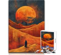 1000 Pieces Puzzles for Teenagers Desert Wanderer Under A Giant Moon Peaceful And Satisfying Pastime Perfect Interlock Precision Cut Toy Size 38x26cm