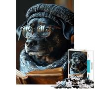 1000 Pieces Puzzles for Teenagers Dog Reading A Book Help The Brain Exercise Learning Educational Toy Wall Decor Suitable for People Aged 14 And Above (50X75CM)