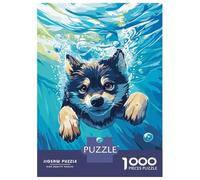 1000 Pieces Puzzles for Teenagers Dog Swimming Underwater Puzzle for Adults Hands-on Game Hand Speed Race Unique Birthday And Gifts 38x26cm/1000pcs