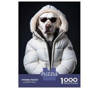 1000 Pieces Puzzles for Teenagers Dog with White Down Jacket Puzzles for Adults Relaxing Games Staycation Kill Time Deal As Gifts for The Whole Family 70x50cm/1000pcs
