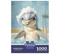1000 Pieces Puzzles for Teenagers Dolphin in A Bathtub Adult Jigsaw Puzzle Relaxing Games Home Decoration Deal As Gifts for The Whole Family 52x38cm/1000pcs