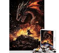 1000 Pieces Puzzles for Teenagers Dragon Vs Knight Epic Battle Hands-on Game Difficult Challenge Educational Toy Improving Love between Couples (38X26CM)