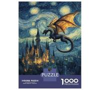 1000 Pieces Puzzles for Teenagers Dragon's Flight Over Castle Jigsaws for Adults Relaxing Games Home Decoration for Birthday, Chrismas 52x38cm/1000pcs
