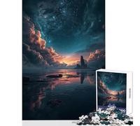 1000 Pieces Puzzles for Teenagers Dramatic Coastal Landscape with Starry Sky Jigsaw Puzzles for Adults Family Activities Challenging To Complete Great Gifts for Gaming (38x26cm)