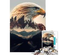 1000 Pieces Puzzles for Teenagers Eagle Double Exposure Practical Game Brain Intelligence Challenge Addictive Toys Great Gifts Presents for Women (Size 38x52cm)