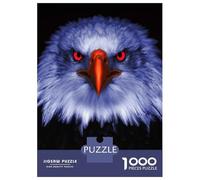 1000 Pieces Puzzles for Teenagers Eagle with Red Eyes Jigsaws for Adults Relaxing Games Hand Speed Race Stress Reduction Gifts 52x38cm/1000pcs