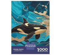 1000 Pieces Puzzles for Teenagers Elegant Orca Whale in Ocean Puzzle for Adults DIY Toys Difficult Challenge Help The Brain Exercise 38x26cm/1000pcs