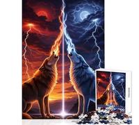 1000 Pieces Puzzles for Teenagers Elemental Wolves Howling at The Sky Home Decoration Toys Great Gift for Games Family Game Artists Collection, Fine Art Size 50x75cm