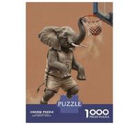 1000 Pieces Puzzles for Teenagers Elephant Basketball Player Dunking Puzzle for Adults Hands-on Game Hand Speed Race Unique Birthday And Gifts 38x26cm/1000pcs
