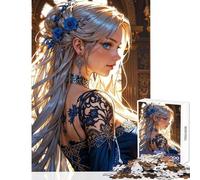 1000 Pieces Puzzles for Teenagers Enchanting Princess in Midnight Blue Elegance Hands-on Game Precision Cutting Anti-Stress Toys Improving Love between Couples (26X38cm)