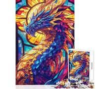 1000 Pieces Puzzles for Teenagers Epic Stained Glass Dragon Hands-on Game Difficult Challenge Educational Toy Improving Love between Couples (50X75CM)