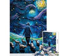 1000 Pieces Puzzles for Teenagers Farmer And His Sheeps Home Decoration Toys Great Gift for Games Family Game Artists Collection, Fine Art Size 38x52cm