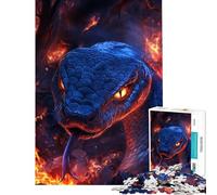 1000 Pieces Puzzles for Teenagers Fiery Serpent's Gaze Jigsaw for Adults Brain Teaser Game Pattern Assembly Help The Brain Exercise (Size 38x52cm)