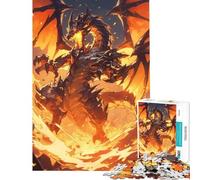 1000 Pieces Puzzles for Teenagers Flaming Fire Dragon Help The Brain Exercise Learning Educational Toy Wall Decor Suitable for People Aged 14 And Above (38X52CM)