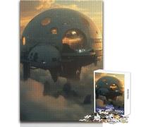 1000 Pieces Puzzles for Teenagers Floating City in The Clouds Educational Games But Fun And Humorous Gift For Birthdays Size 38x52cm