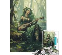 1000 Pieces Puzzles for Teenagers Forest Nymph Playing Lute Fun Activities at Home Perfect Decoration Brain Teaser Game Suitable for Ages 14 And Up (50X75CM)