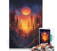 1000 Pieces Puzzles for Teenagers Forest Under A Fiery Moon, Hands-on Game, Enhance Memory, Unique Gifts for Birthday And Christmas 50X75CM