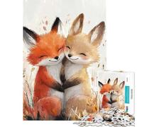 1000 Pieces Puzzles for Teenagers Fox Friends Hug Help The Brain Exercise Learning Educational Toy Wall Decor Suitable for People Aged 14 And Above (38X52cm)