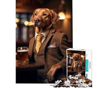 1000 Pieces Puzzles for Teenagers Fox Red Labrador at Pub Toy Intellectual Game Educational Games Stress Reliever Birthday Gifts (Size 38x26cm)